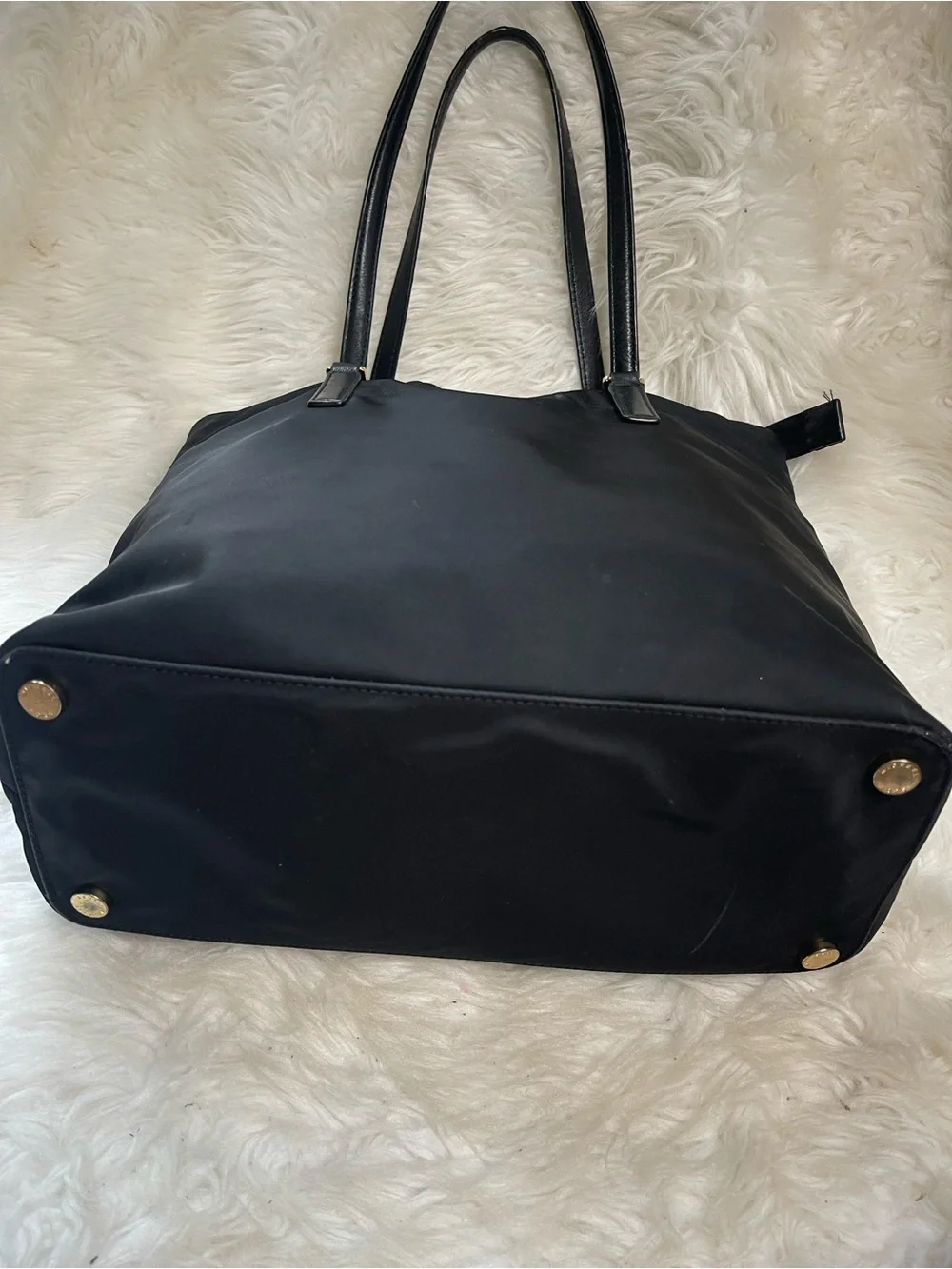 MICHAEL KORS Black Nylon Medium Tote with Gold tone Hardwares .